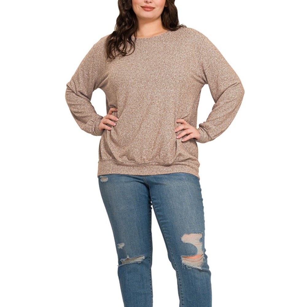 4. Soft Melange Round Neck Pullover - image 1